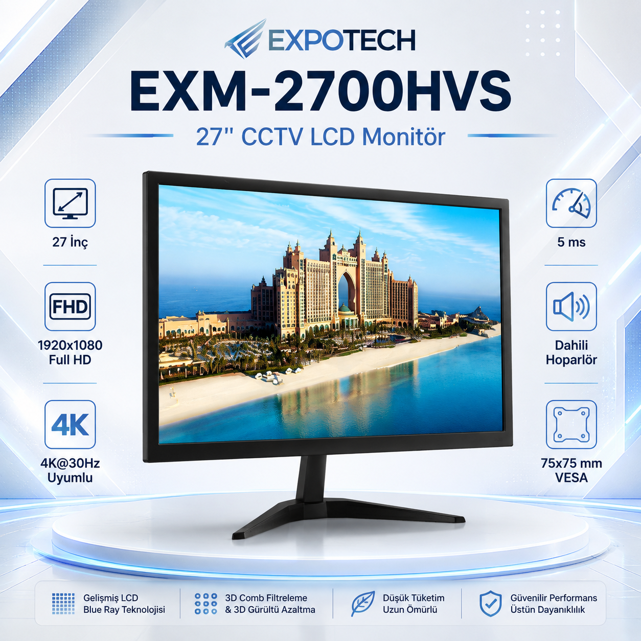 Expotech 27" Monitör 4K 30HZ CCTV LCD Güvenlik Monitörü