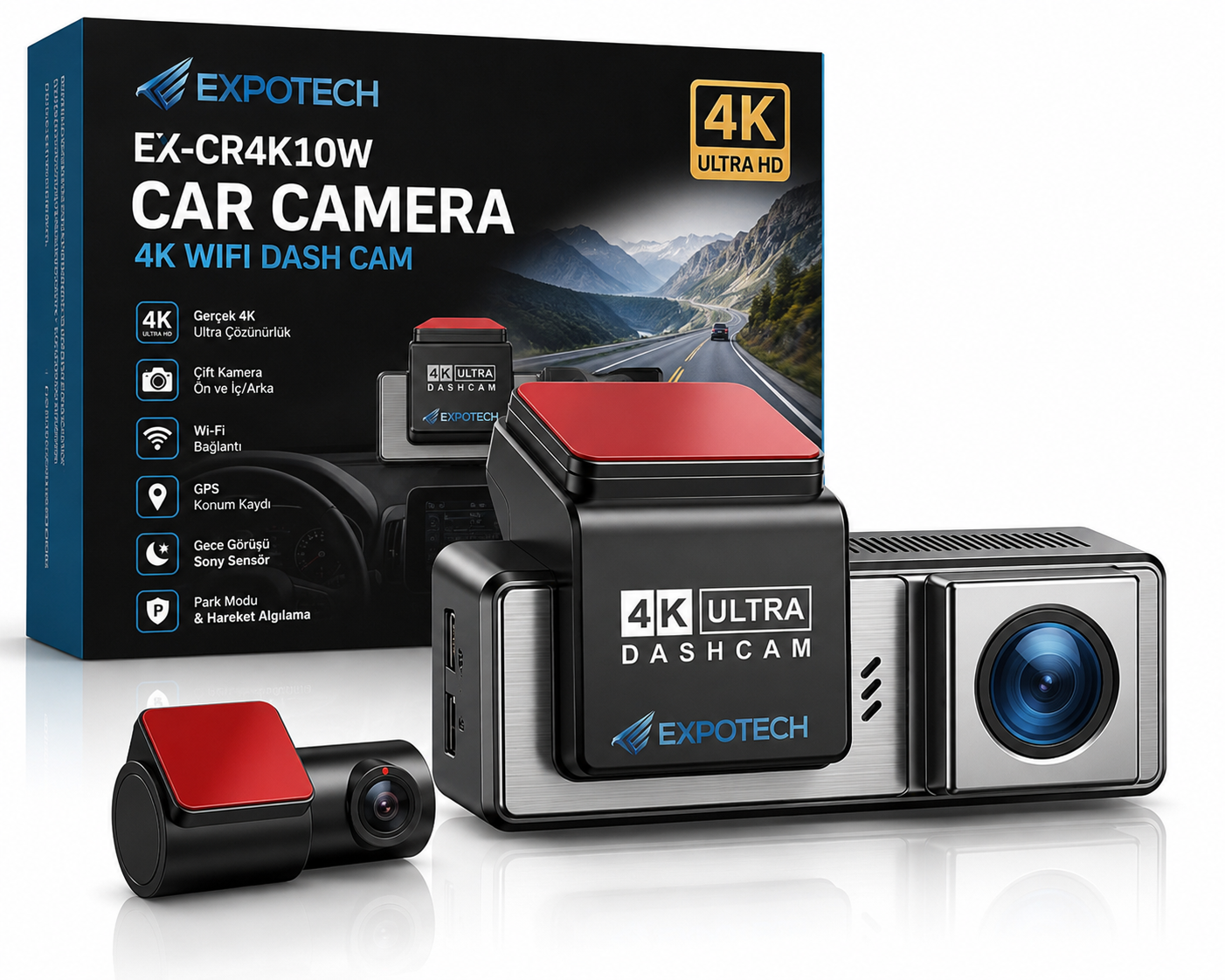 EXPOTECH EX-CR4K10W 4K WiFi Araç Kamerası