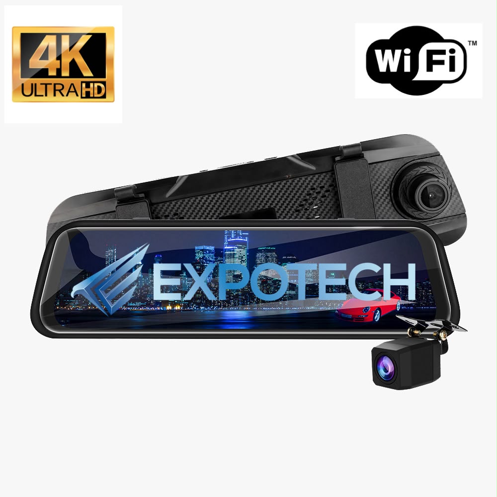 EXPOTECH Araç İçi Dokunmatik 4K Ayna Kamera DVR